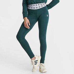 Women’s Adidas Trefoil Tape Leggings Color: Mineral Green Size: Large